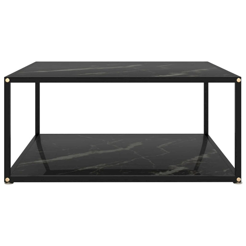 Coffee Table Black 31.5x31.5x13.8 Tempered Glass - 31.5 x 31.5 x 13.8