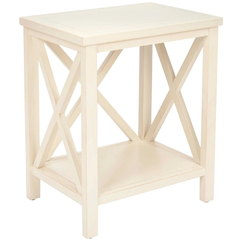 White Cross Back End Table - 18.1 x 13.4 x 21.5 - 18Wx13Dx22H