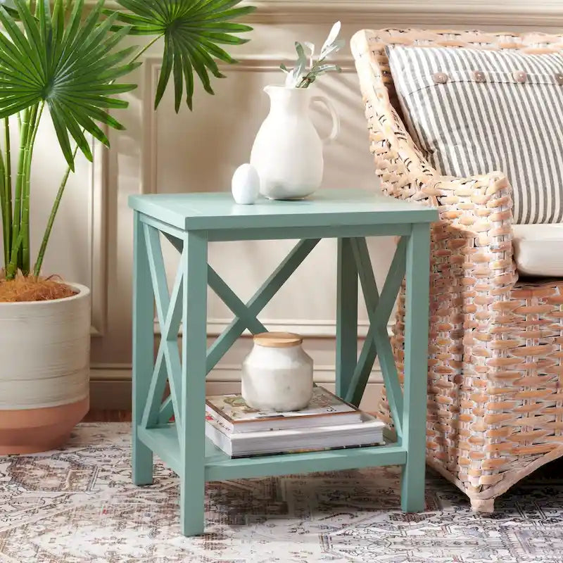 White Cross Back End Table - 18.1 x 13.4 x 21.5 - 18Wx13Dx22H