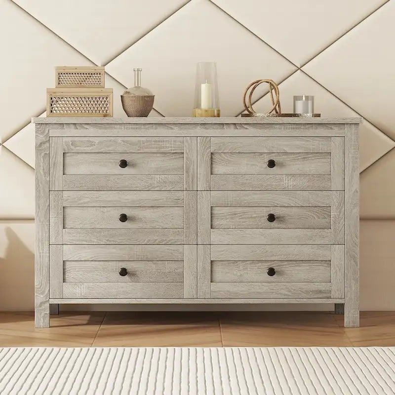 Rustikale Holzkommode im Retro-Landhausstil mit 6 Schubladen, Aufbewahrungsschrank für das Schlafzimmer