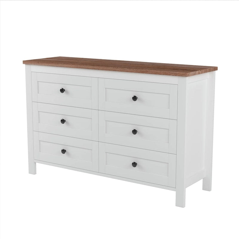 Rustikale Holzkommode im Retro-Landhausstil mit 6 Schubladen, Aufbewahrungsschrank für das Schlafzimmer