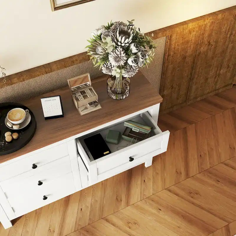 Rustikale Holzkommode im Retro-Landhausstil mit 6 Schubladen, Aufbewahrungsschrank für das Schlafzimmer