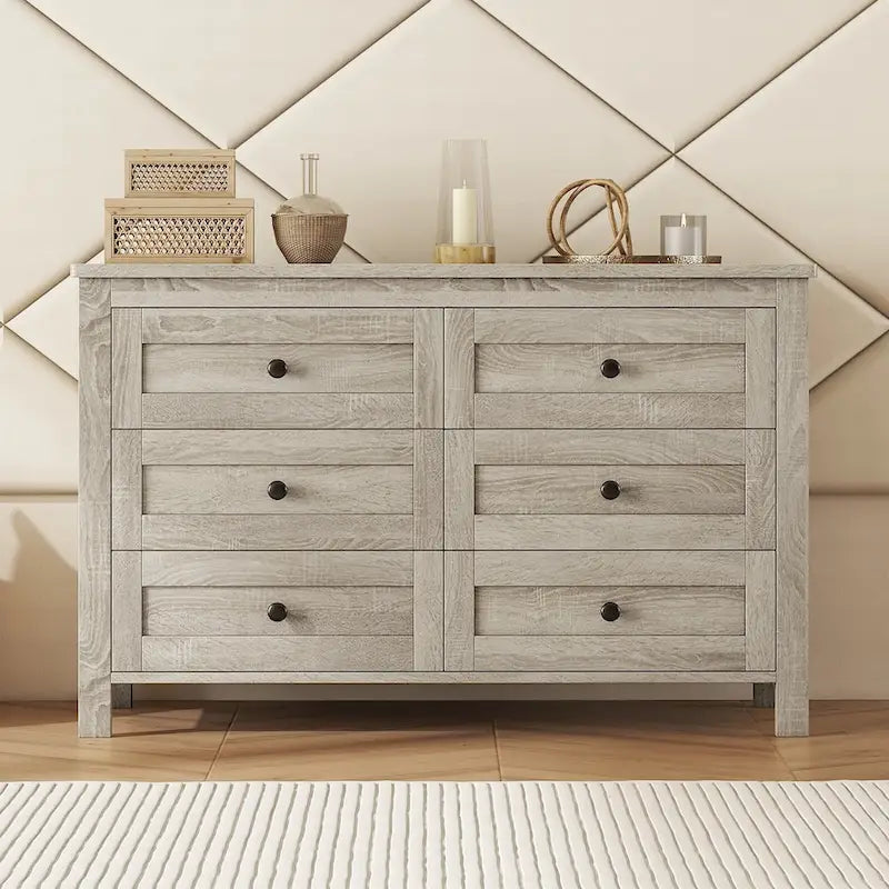 Rustikale Holzkommode im Retro-Landhausstil mit 6 Schubladen, Aufbewahrungsschrank für das Schlafzimmer