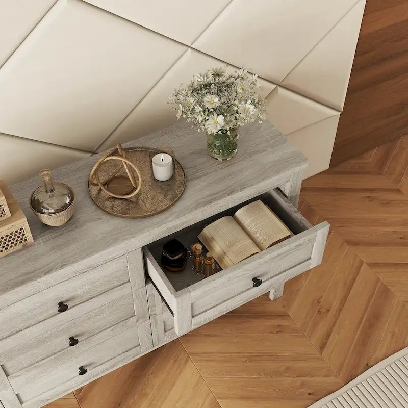 Rustikale Holzkommode im Retro-Landhausstil mit 6 Schubladen, Aufbewahrungsschrank für das Schlafzimmer