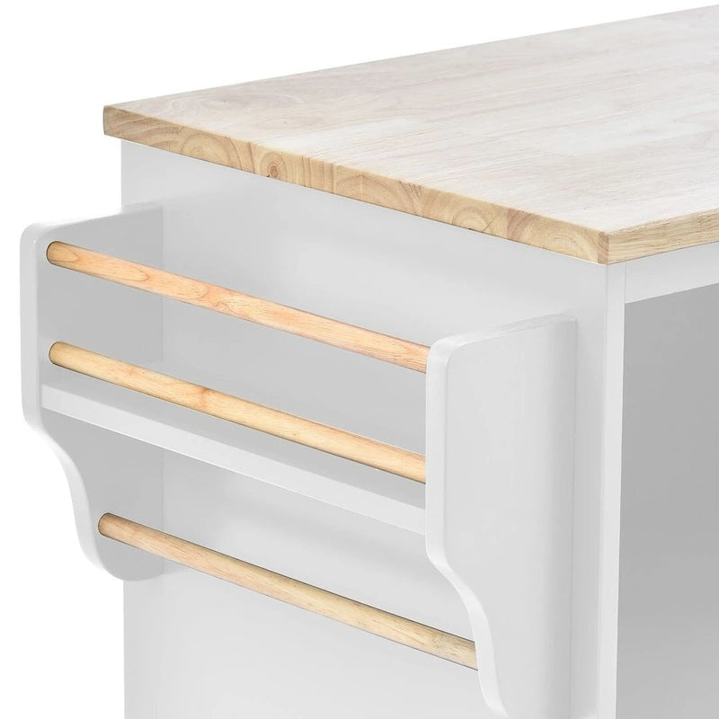 Kitchen Island Cart with Wheels,Storage Cabinet, Solid Wood Desktop