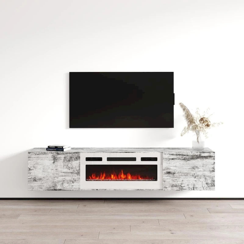 Floating Fireplace TV Stand