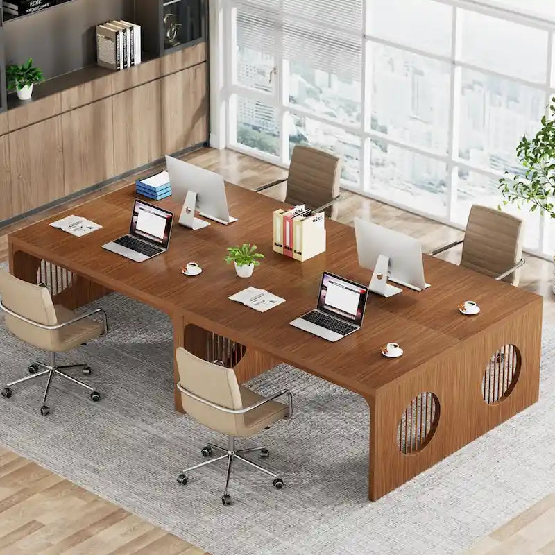 63 Computer Office Desk, Industrial Executive Desk, Rectangular Sturdy Writing Table with Wooden Tabletop for Home Office