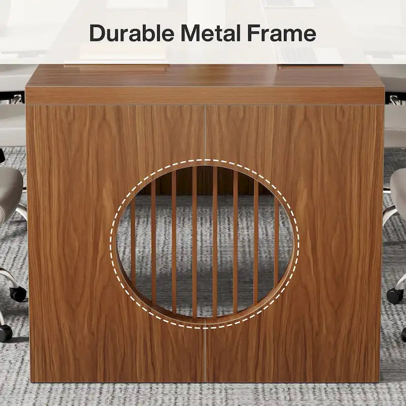 63 Computer Office Desk, Industrial Executive Desk, Rectangular Sturdy Writing Table with Wooden Tabletop for Home Office