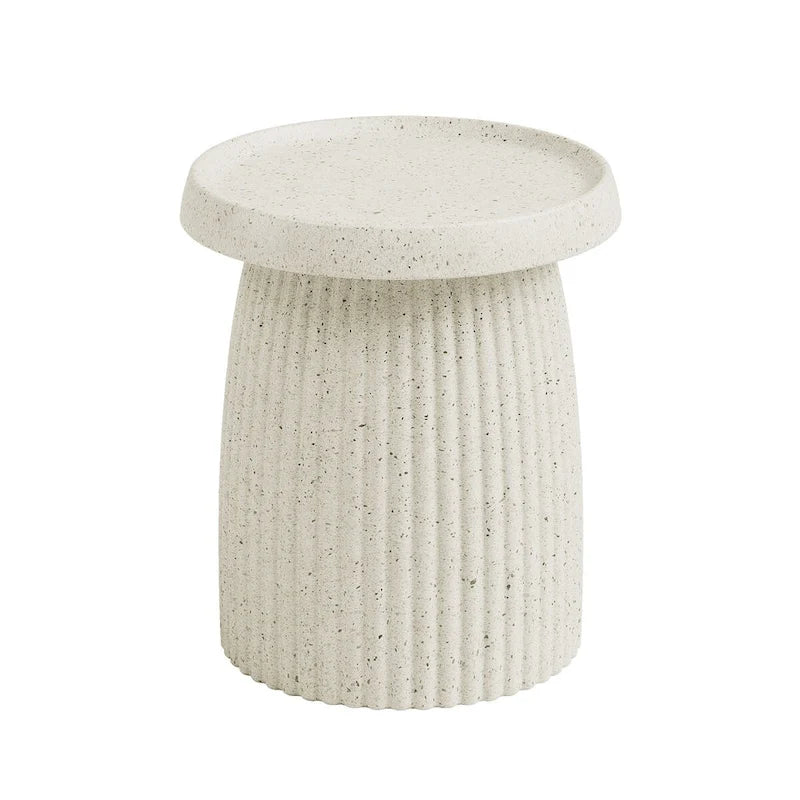 Side Table Indoor/Outdoor Stone White w/ Gold Flakes