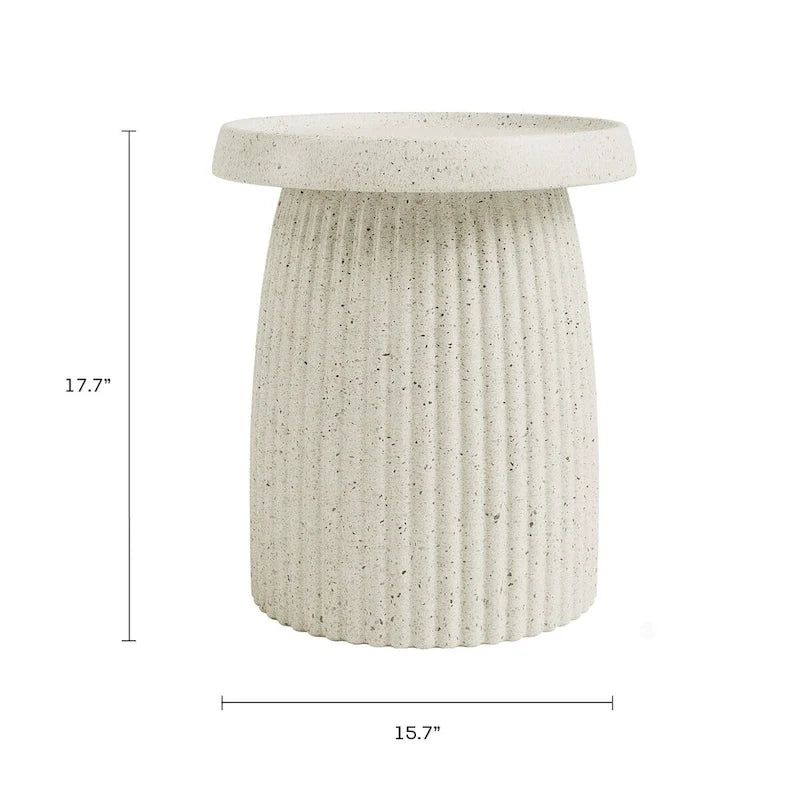 Side Table Indoor/Outdoor Stone White w/ Gold Flakes