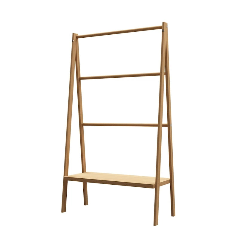 Bamboo Ladder Towel Rack with Storage Shelf
