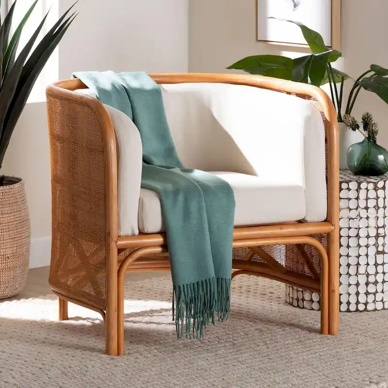 Bohemian Light Honey Rattan Accent Chair